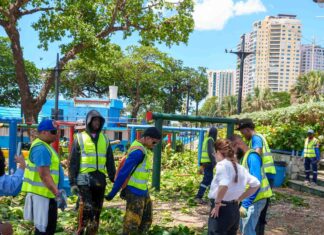 Carolina encabeza operativos de recuperación en Gazcue, el malecón, Ciudad Colonial y Zona Universitaria por fuertes vientos
