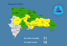 COE mantiene 10 provincias y el Distrito Nacional en alerta amarilla por lluvias; 15 permanecen en verde